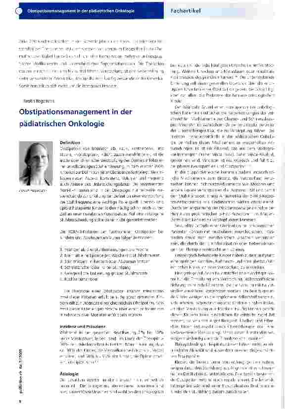 Vorschauseite 1: Obstipationsmanagement in der pädiatrischen Onkologie