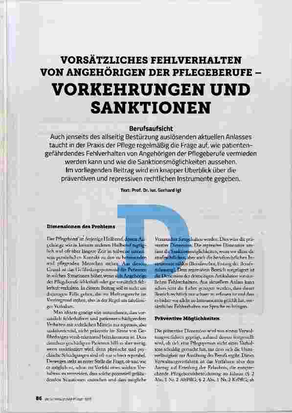 Vorschauseite 1: VORKEHRUNGEN UND SANKTIONEN