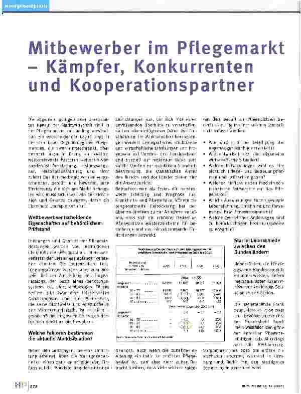 Vorschauseite 1: Mitbewerber im Pflegemarkt - Kämpfer, Konkurrenten und Kooperationspartner