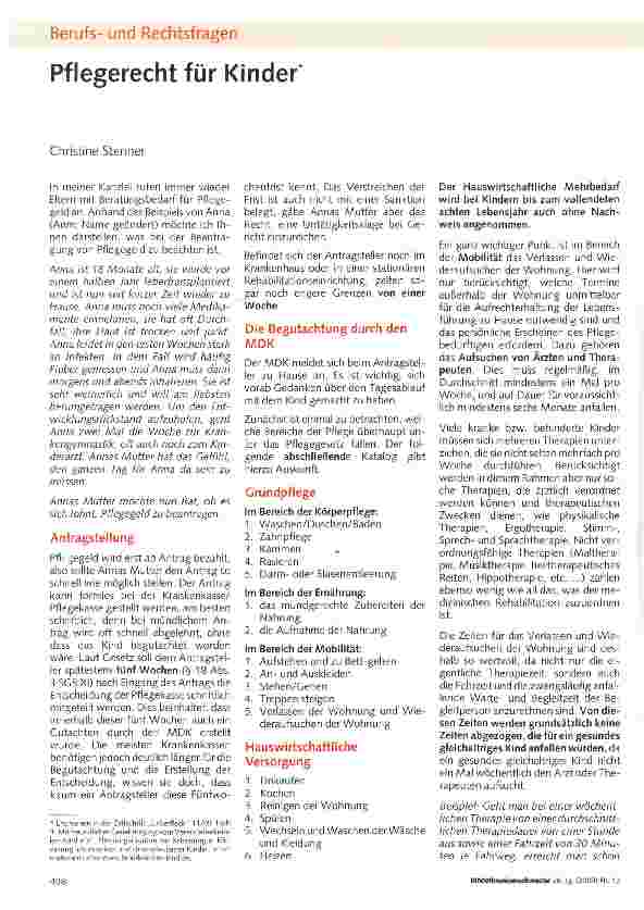 Vorschauseite 1: Pflegerecht für Kinder