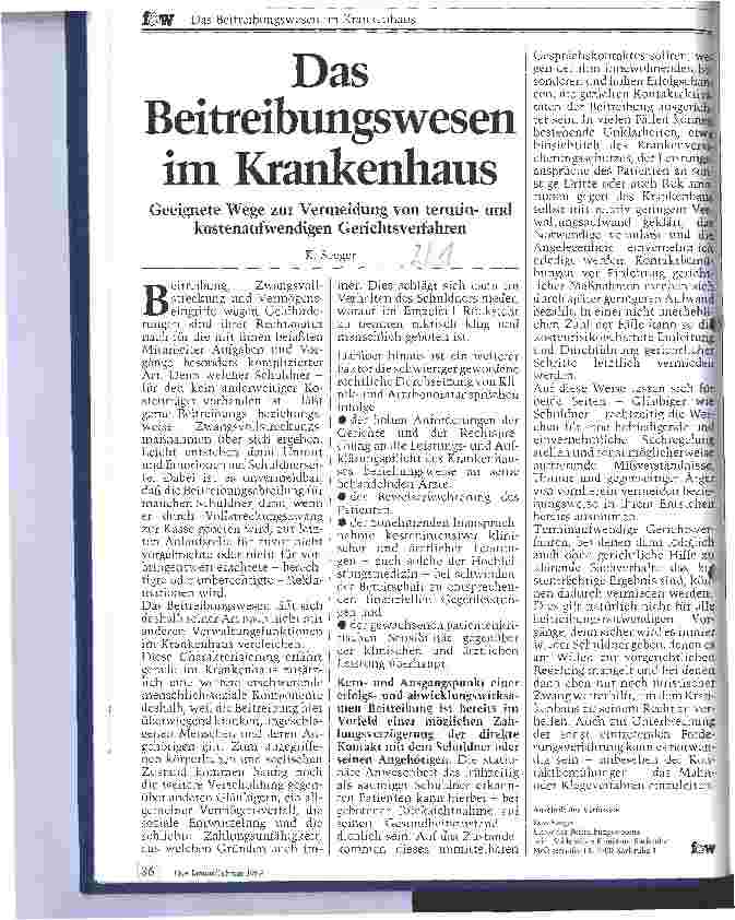 Vorschauseite 1: Das Beitreibungswesen im Krankenhaus