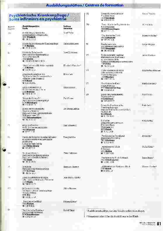 Vorschauseite 3: Vom Schweizerischen Roten Kreuz anerkannte Ausbildungsstätten für die Krankenpflege