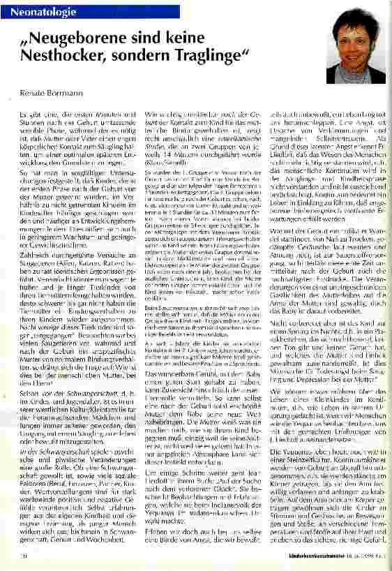 Vorschauseite 1: Neugeborene sind keine Nesthocker, sondern Traglinge