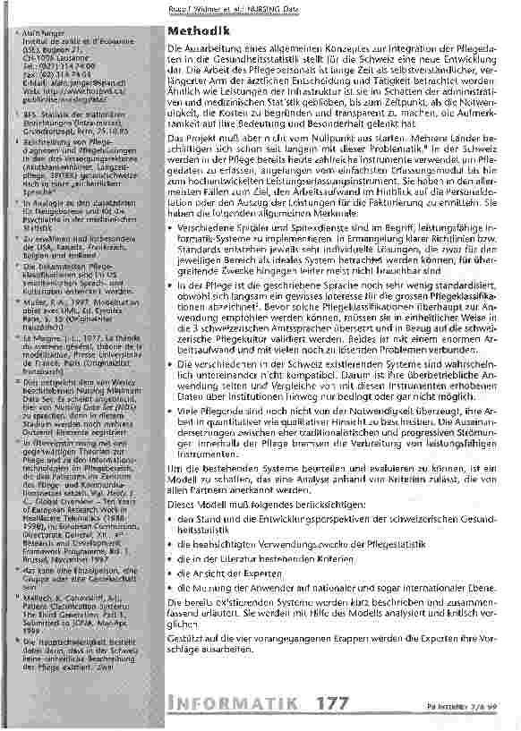 Vorschauseite 2: NURSING Data: Erhebung von Pflegedaten für die schweizerische Gesundheitsstatistik