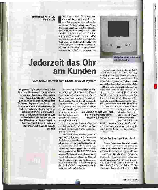 Vorschauseite 1: Jederzeit das Ohr am Kunden Vom Schwesternruf zum Kommunikationssystem