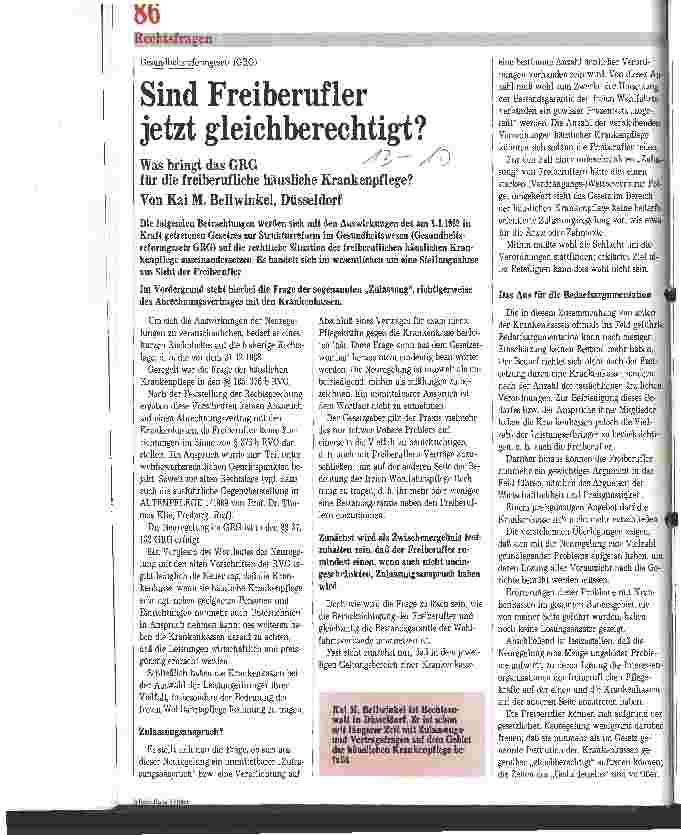 Vorschauseite 1: Gesundheitsreformgesetz: Sind Freiberufler jetzt gleichberechtigt?