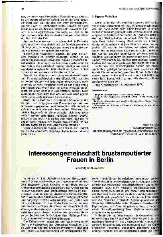 Vorschauseite 1: Interessengemeinschaft brustamputierter Frauen in Berlin