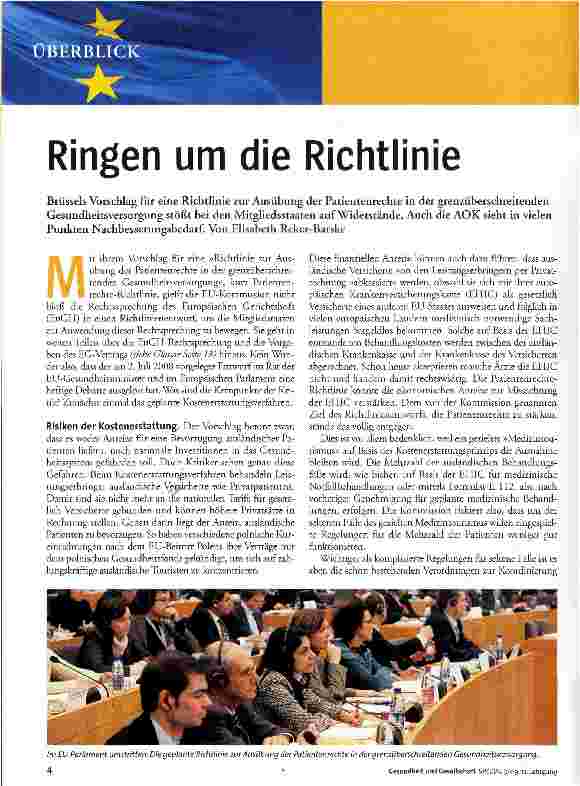 Vorschauseite 1: Ringen um die Richtlinie
