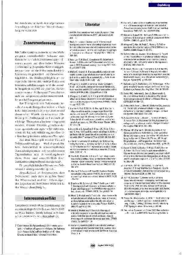 Vorschauseite 6: Praxisorientierte Empfehlung zur Behandlung kritisch kolonisierter und lokal infizierter Wunden mit Polihexanid; Stand: Januar 2009