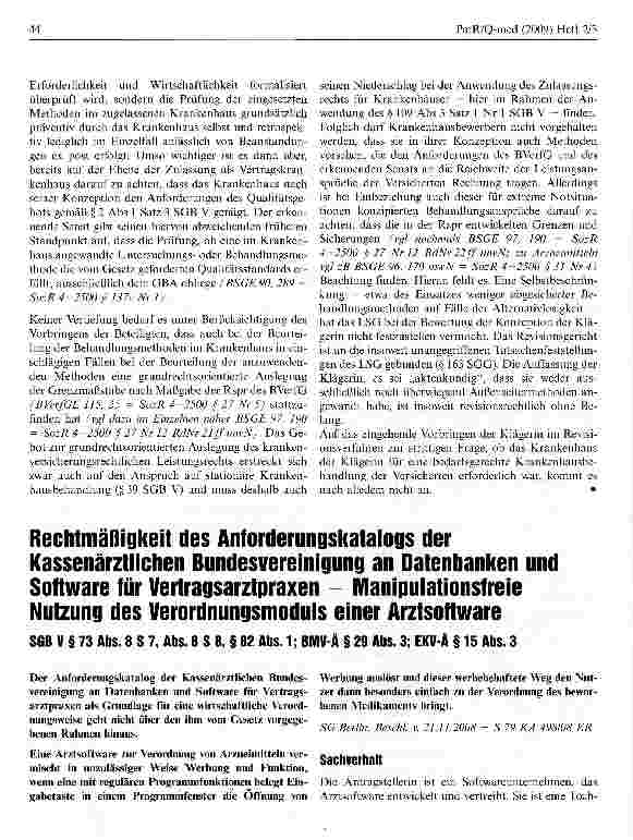 Vorschauseite 1: Rechtmäßigkeit des Anforderungskatalogs der Kassenärztlichen Bundesvereinigung an Datenbanken und Software für Vertragsarztpraxen - Manipulationsfreie Nutzung des Verordnungsmodul…