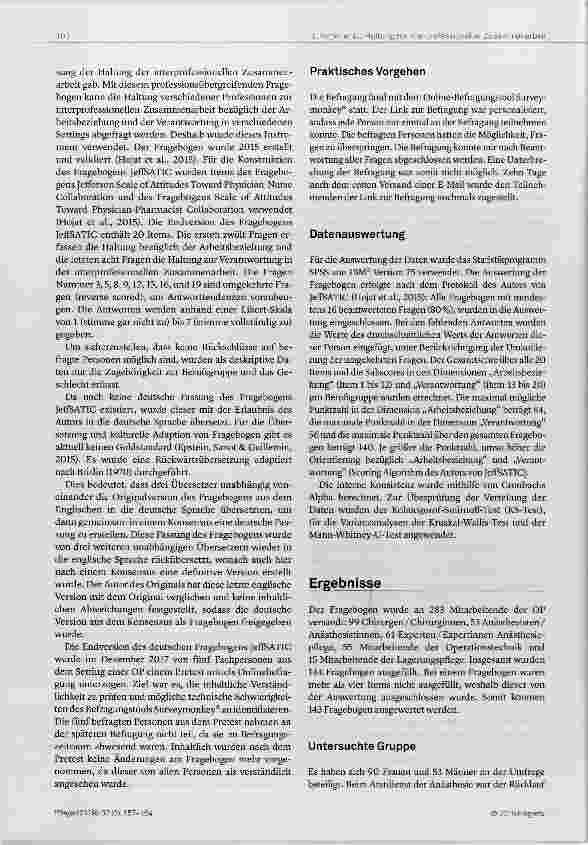 Vorschauseite 4: Messung der Haltung zur interprofessionellen Zusammenarbeit in einer Operationsabteilung eine Querschnittsstudie