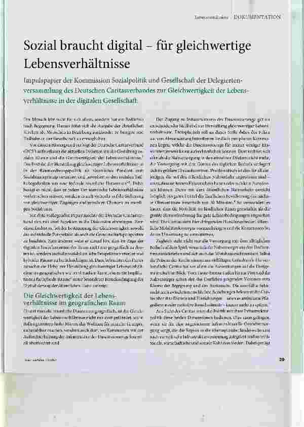 Vorschauseite 1: Sozial braucht digital - für gleichwertige Lebensverhältnisse