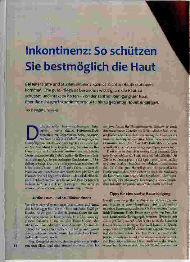 Vorschauseite 1: Inkontinenz: So schützen Sie bestmöglich die Haut