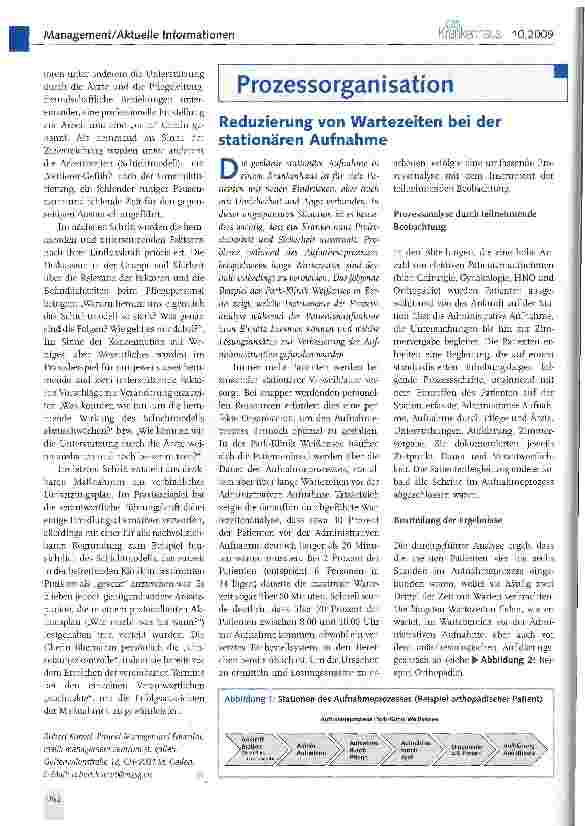 Vorschauseite 1: Reduzierung von Wartezeiten bei der stationären Aufnahme