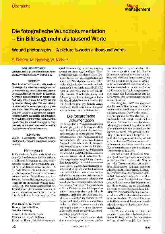 Vorschauseite 1: Die fotografische Wunddokumentation — Ein Bild sagt mehr als tausend Worte
