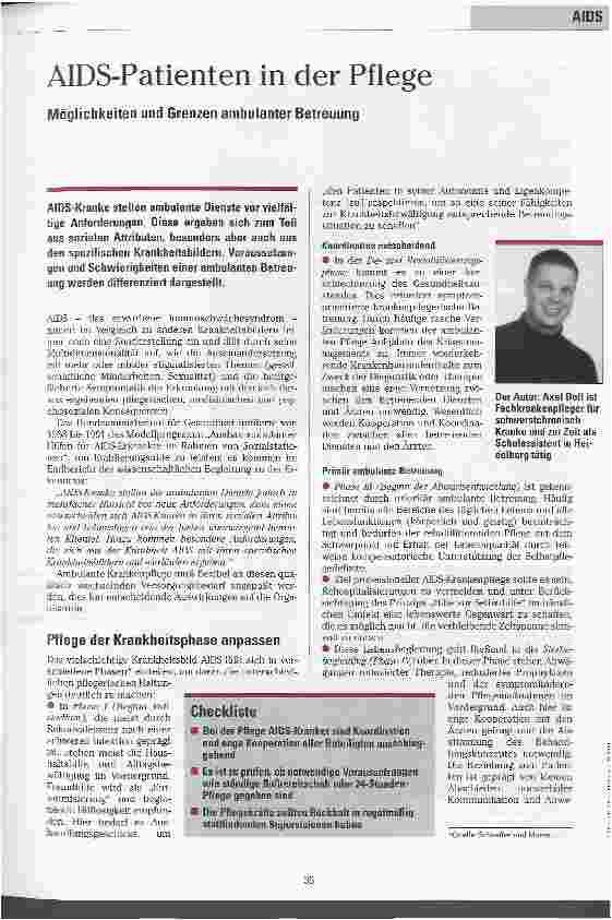 Vorschauseite 1: AIDS-Patienten in der Pflege Möglichkeiten und Grenzen ambulanter Betreuung