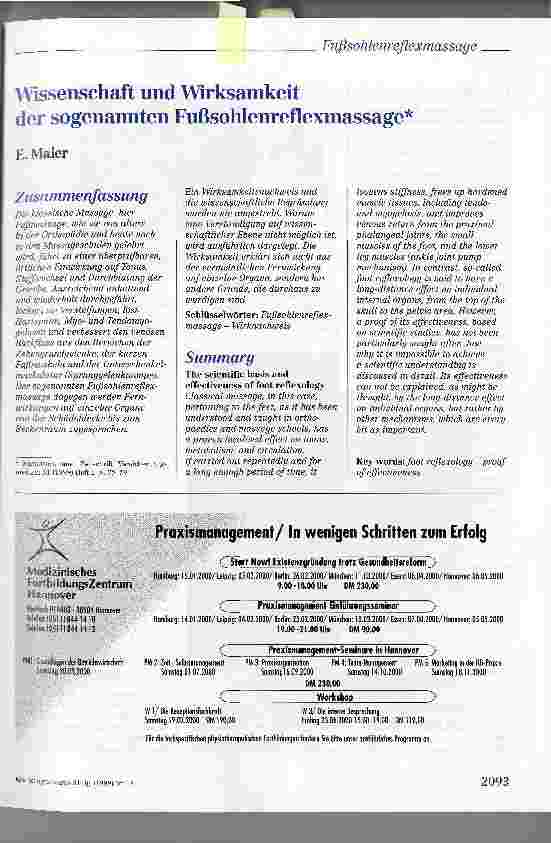 Vorschauseite 1: Wissenschaft und Wirksamkeit der sogenannten Fußsohlenreflexmassage