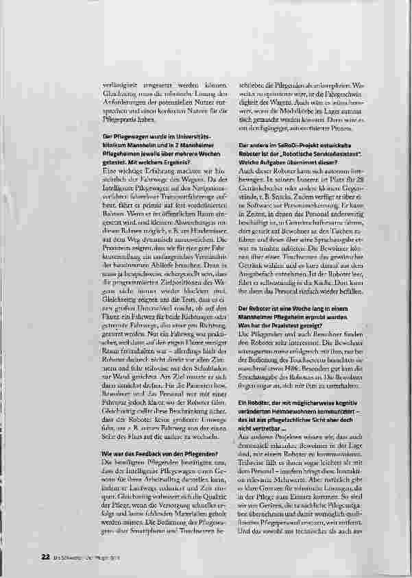 Vorschauseite 3: VON ROBOTERN, DIE PFLEGERISCHE AUFGABEN ÜBERNEHMEN, SIND WIR WEIT ENTFERNT