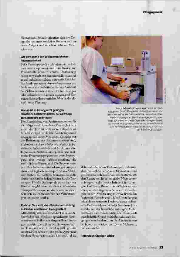 Vorschauseite 4: VON ROBOTERN, DIE PFLEGERISCHE AUFGABEN ÜBERNEHMEN, SIND WIR WEIT ENTFERNT