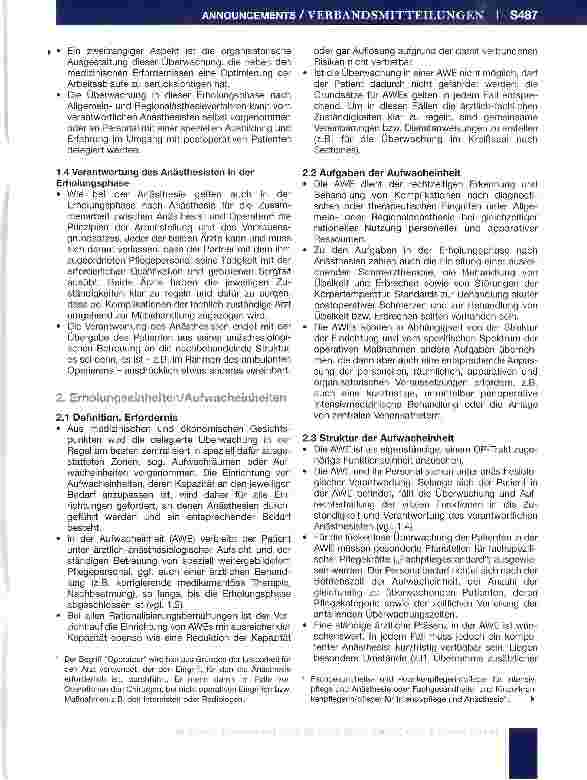 Vorschauseite 2: Überwachung nach Anästhesieverfahren
