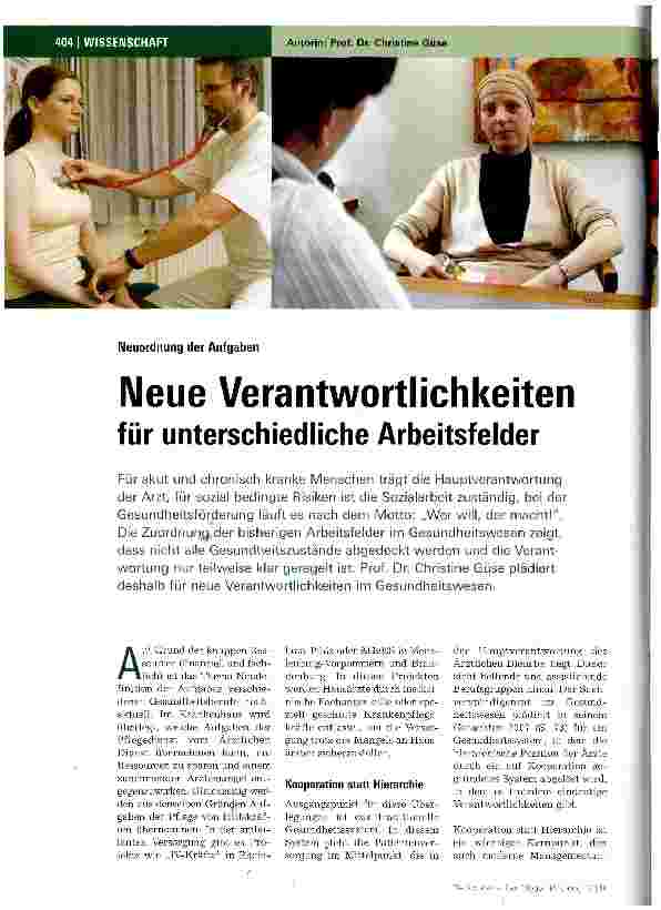 Vorschauseite 1: Neue Verantwortlichkeiten für unterschiedliche Arbeitsfelder
