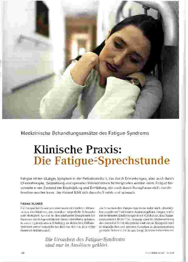 Vorschauseite 1: Klinische Praxis: Die Fatigue-Sprechstunde