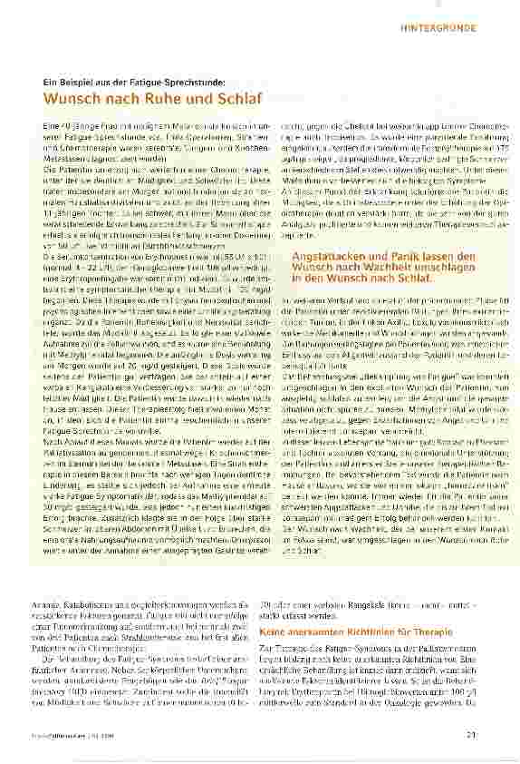Vorschauseite 2: Klinische Praxis: Die Fatigue-Sprechstunde