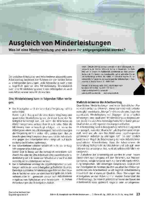 Vorschauseite 1: Ausgleich von Minderleistungen