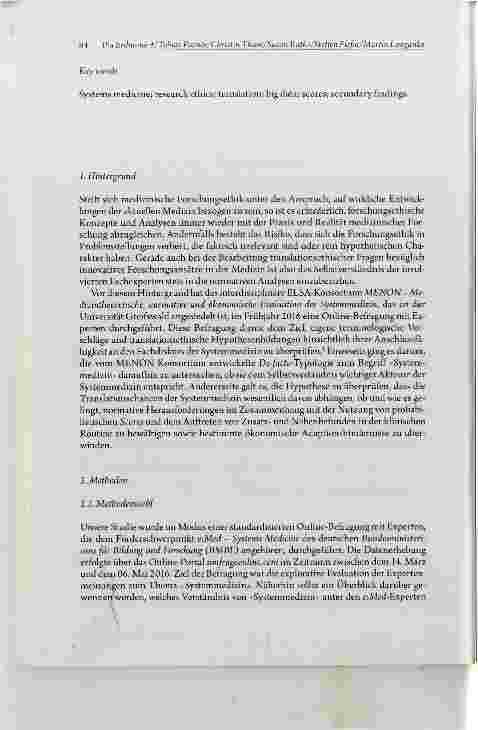 Vorschauseite 2: AUS DER FORSCHUNG Translation der Systemmedizin Die Sicht von Experten