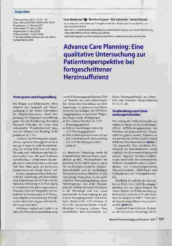 Vorschauseite 1: Advance Care Planning: Eine qualitative Untersuchung zur Patientenperspektive bei fortgeschrittener Herzinsuffizienz