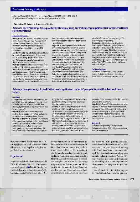 Vorschauseite 3: Advance Care Planning: Eine qualitative Untersuchung zur Patientenperspektive bei fortgeschrittener Herzinsuffizienz