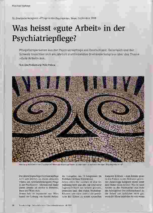 Vorschauseite 1: Was heisst «gute Arbeit» in der Psychiatriepflege?