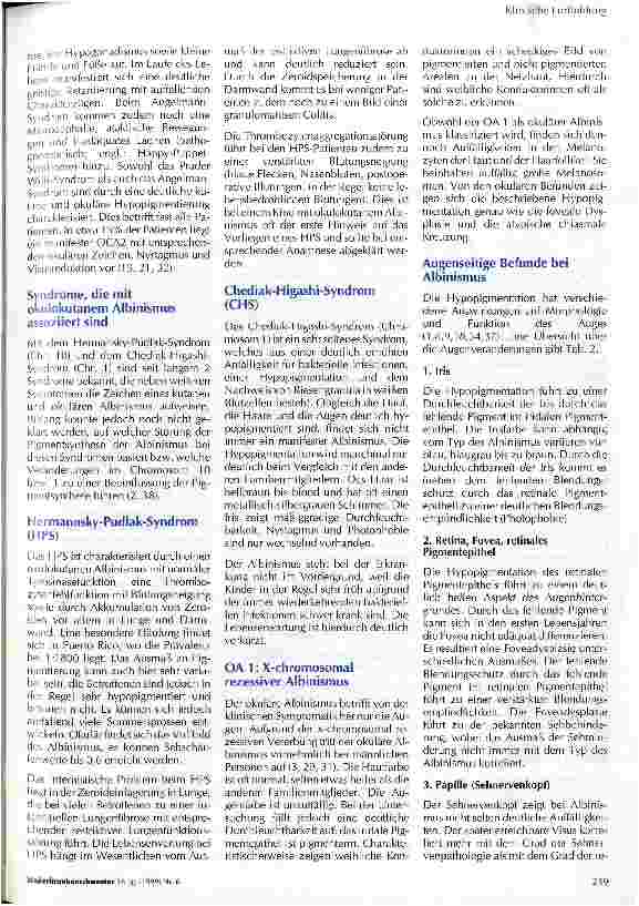 Vorschauseite 5: Typen des Albinismus und ihre okulären und kutanen Manifestationen