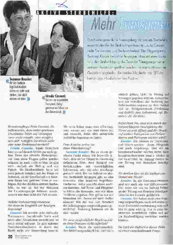 Vorschauseite 1: Mehr Transparenz oder Dammbruch? Aktive Sterbehilfe