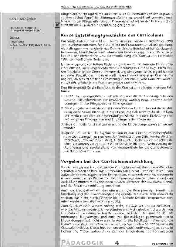 Vorschauseite 3: Kompetenzentwicklung der Pflegenden dargestellt am neuen Curriculum für die psychiatrische Gesundheitsund Krankenpflege in Österreich
