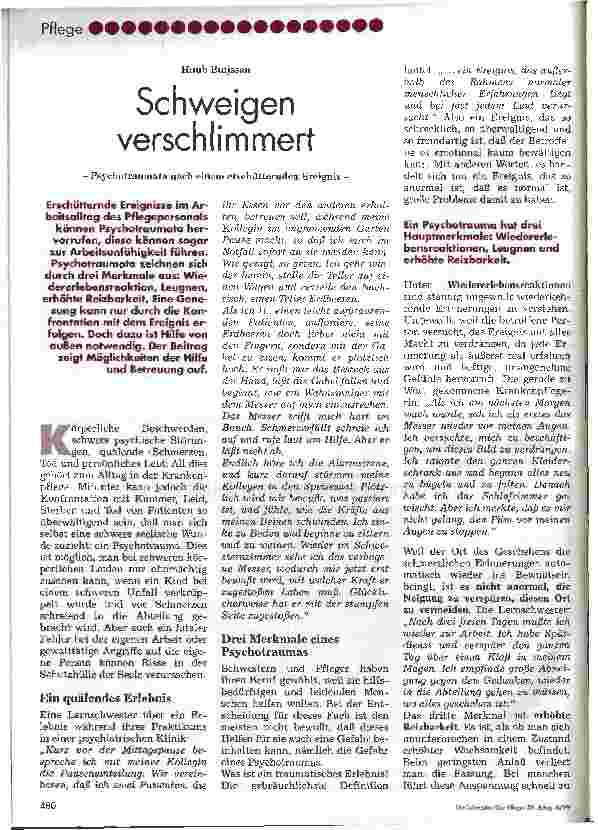 Vorschauseite 1: Schweigen verschlimmert Psychotraumata nach einem erschütternden Ereignis