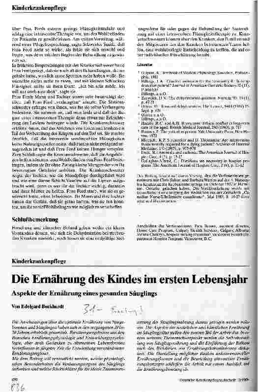 Vorschauseite 1: Die Ernährung des Kindes im ersten Lebensjahr Aspekte der Ernährung eines gesunden Säuglings