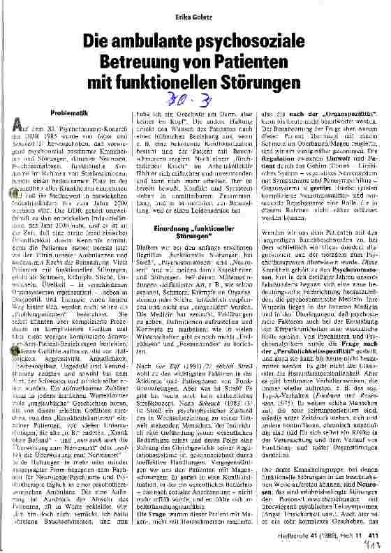 Vorschauseite 1: Die ambulante psychosoziale Betreuung von Patienten mit funktionellen Störungen