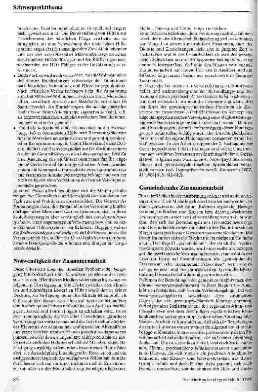 Vorschauseite 2: Bemerkungen zur Zusammenarbeit in der Versorgung psychisch Alterskranker