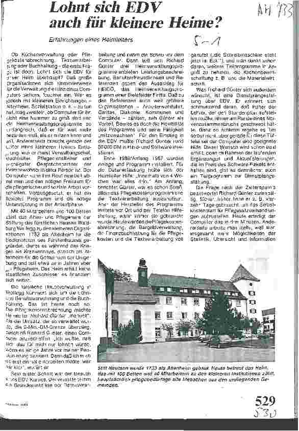 Vorschauseite 1: Lohnt sich EDV auch für kleinere Heime?