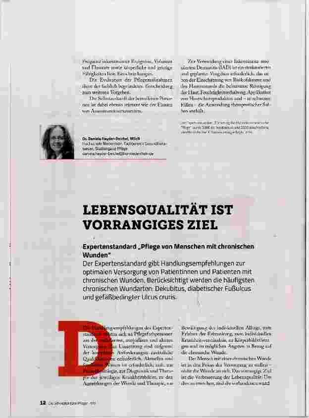 Vorschauseite 1: LEBENSQUALITÄT IST VORRANGIGES ZIEL