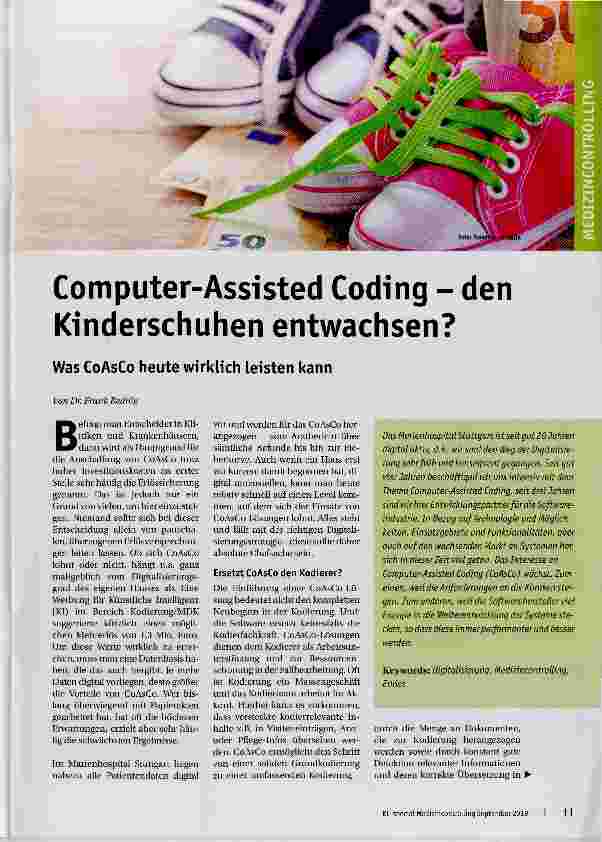 Vorschauseite 1: Computer-Assisted Coding - den Kinderschuhen entwachsen?