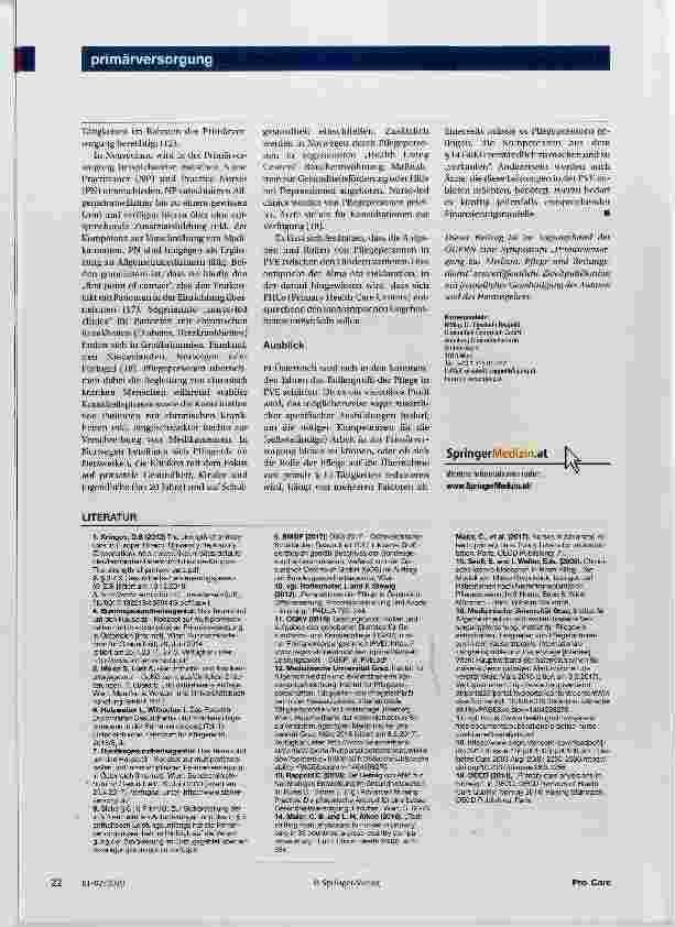 Vorschauseite 3: Die DGKP in der Primärversorgungseinheit