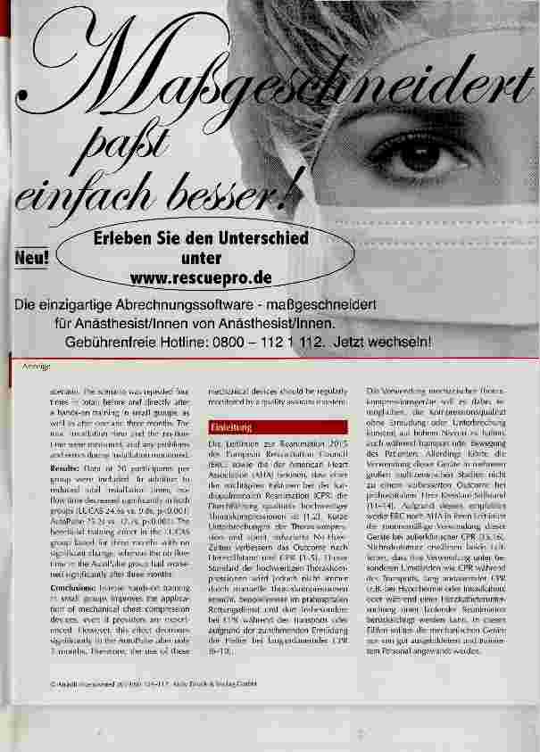 Vorschauseite 2: Einfluss eines strukturierten Trainings auf den Einsatz von mechanischen Thoraxkompressionsgeräten