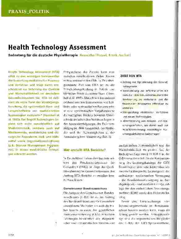Vorschauseite 1: Health Technology Assessment