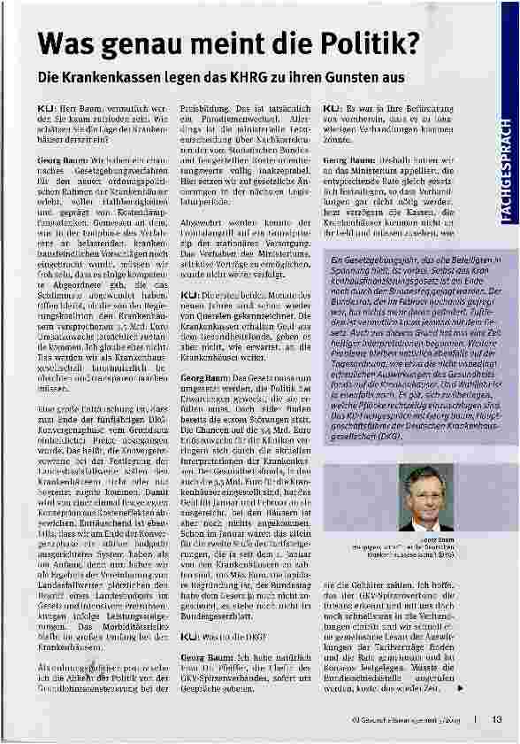 Vorschauseite 1: Die Krankenkassen legen das KHRG zu ihren Gunsten aus