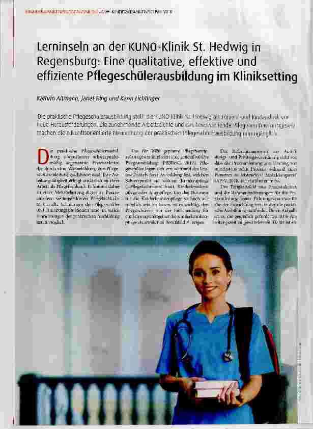 Vorschauseite 1: Lerninseln an der KUNO-Klinik St. Hedwig in Regensburg: Eine qualitative, effektive und effiziente Pflegeschülerausbildung im Kliniksetting