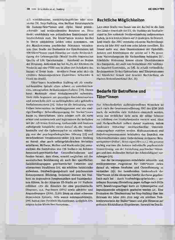 Vorschauseite 2: Stalking eine Herausforderung für Strafjustiz und Zivilgesellschaft