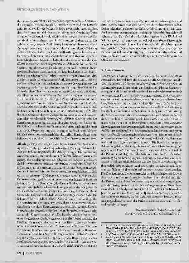 Vorschauseite 2: Haftung bei Unterlassen einer vorgezogenen Aufklärung über eine Sectio als Behandlungsalternative