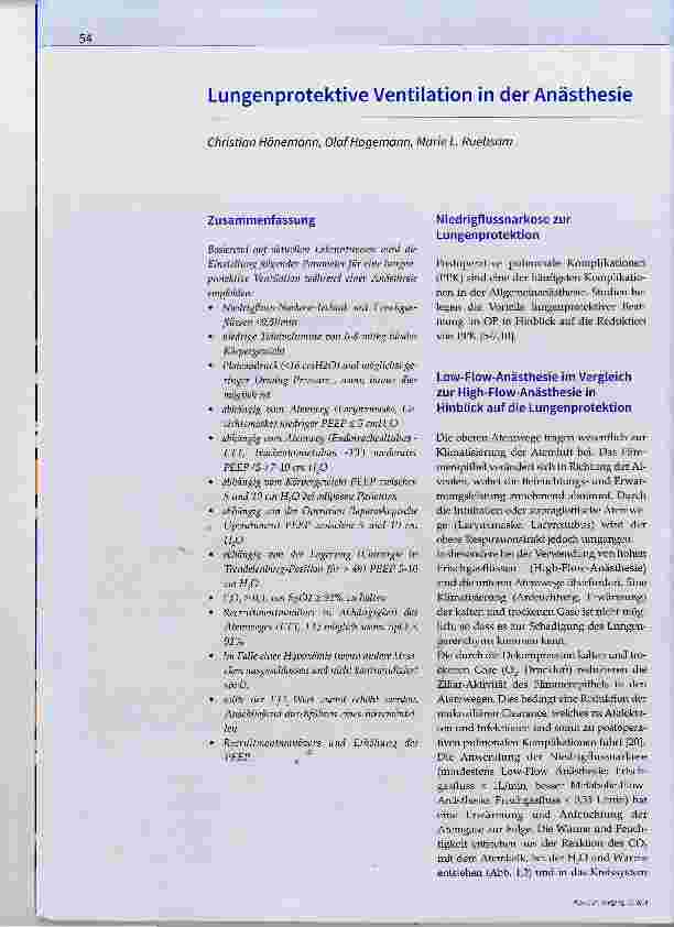 Vorschauseite 1: Lungenprotektive Ventilation in der Anästhesie